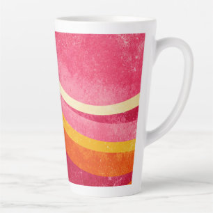 Tasse Latte Ondes Rétro Roses – Fond Ondulé Vintage