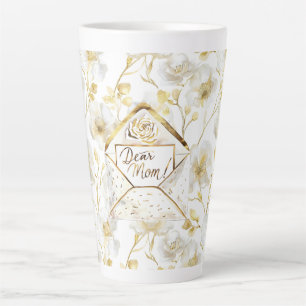 Tasse Latte Or Blanc Floral Maman Noël