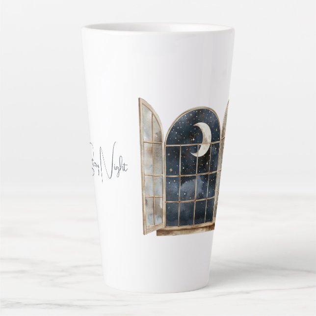 Tasse Latte Or Bleu Étoiles Argent (Devant)