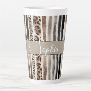 Tasse Latte Or Champagne Léopard Noir Animal