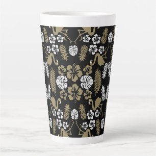 Tasse Latte Or Floral Tropical Motif