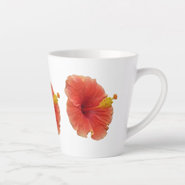 Tasse Latte Orange Hibiscus Fleur Tropical Floral (Droite)