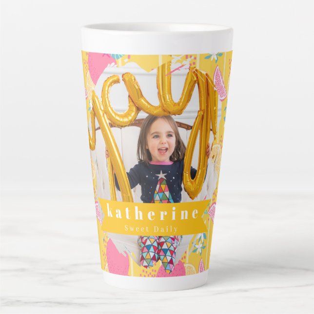 Tasse Latte Orange Summer Mustard Photo (Devant)