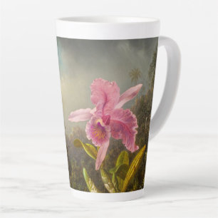 Tasse Latte Orchidée avec deux colibris Heade