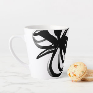 Tasse Latte Orchidée Blanc : Abstrait blanc et noir