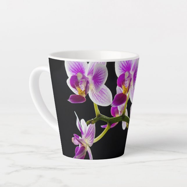 Tasse Latte Orchidée blanche et violette (Angle gauche)