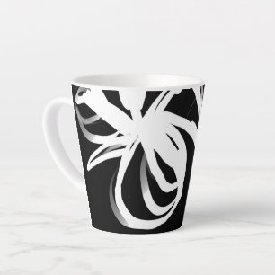 Tasse Latte Orchidée Noir : Abstrait noir et blanc