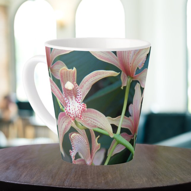 Tasse Latte Orchidées rose Cymbidium Floral (In Situ)