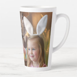 Tasse Latte Oreilles de lapin de Pâques Enfant Photo Personnal
