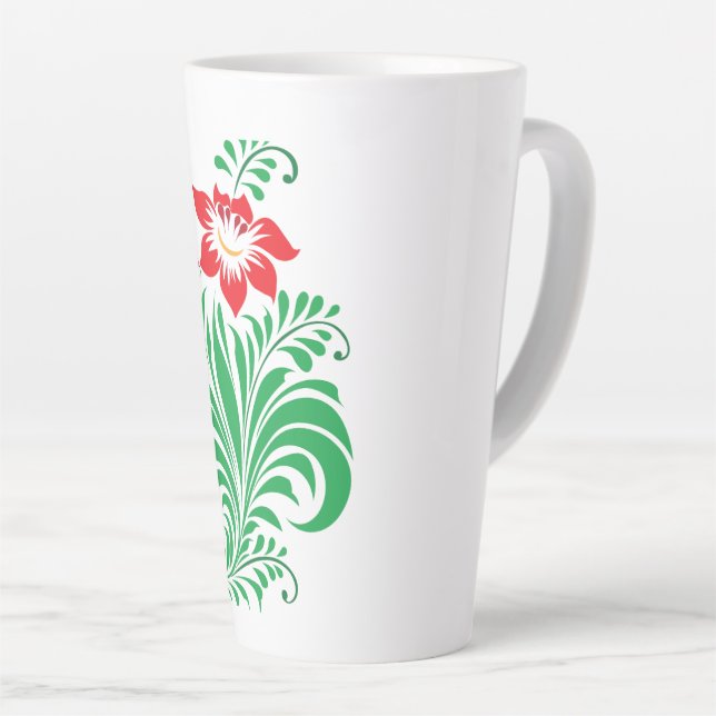 Tasse Latte Ornamental Floral Flower Design – Elegant (Angle droit)