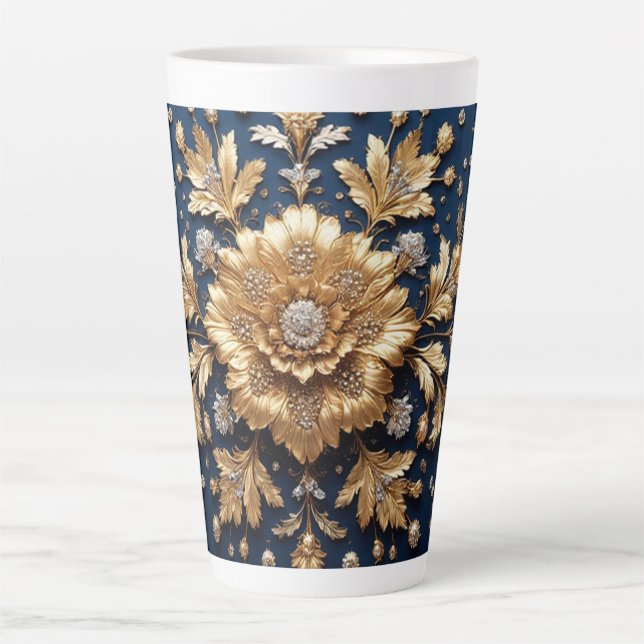 Tasse Latte Ornement floral doré (Devant)