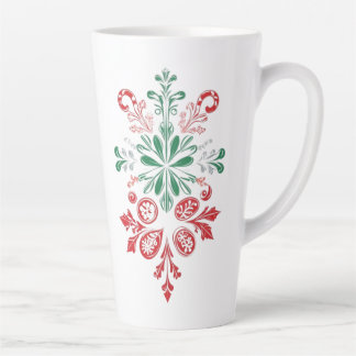 Tasse Latte Ornement Floral Vintage - Dessin de Fête