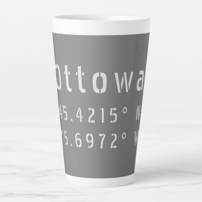 Tasse Latte Ottawa Ontario Latitude & Longitude (Devant)