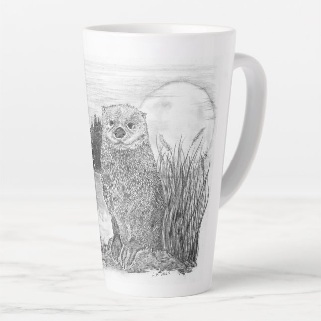 Tasse Latte Otter par le lac (Angle droit)