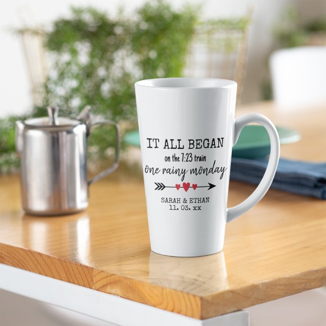 Tasse Latte Où tout a commencé la Saint-Valentin avec amour (Créateur téléchargé)