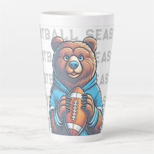 Tasse Latte Ours Brun Football Personnalisé