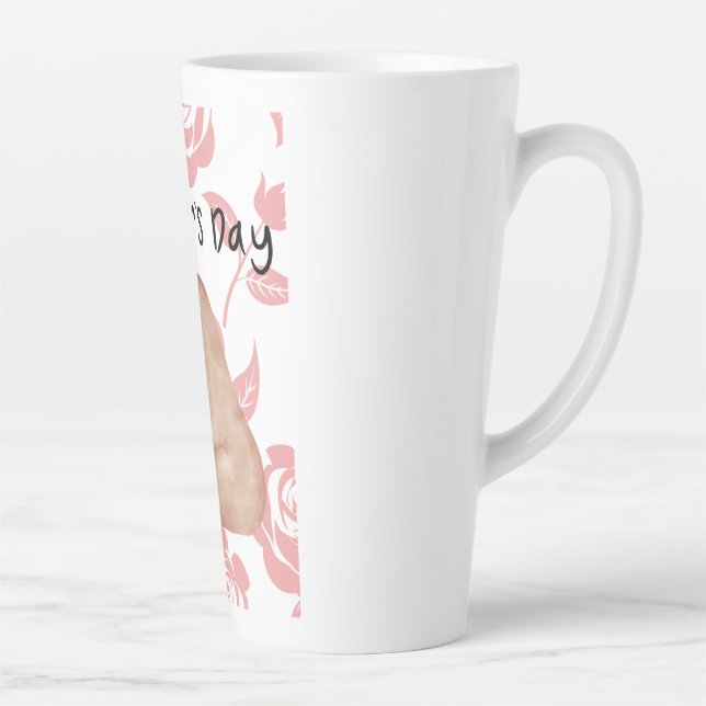 Tasse Latte Ours chaud Hug avec Fleur rose Amour (Droite)