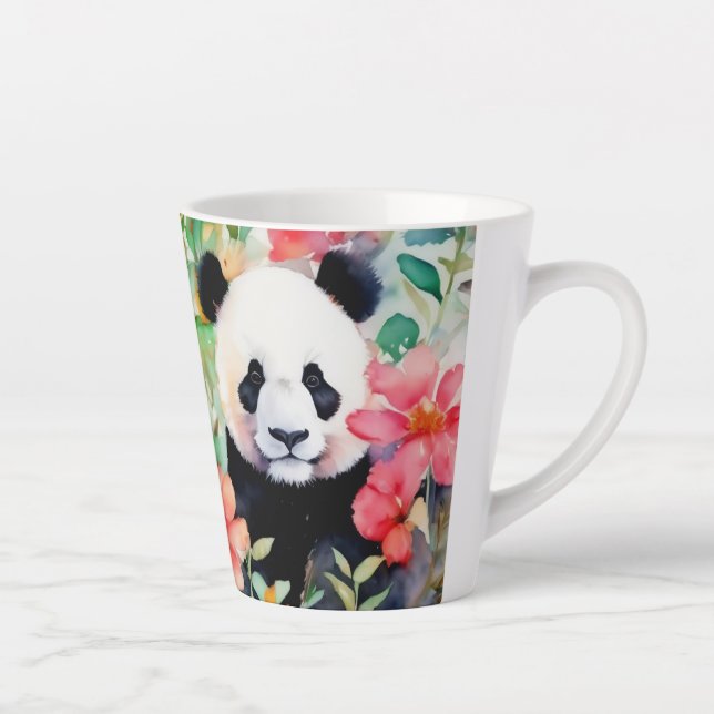 Tasse Latte Ours de panda aquarelle (Droite)