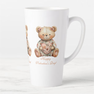 Tasse Latte Ours Floral Vintage Avec Coeur Saint-Valentin