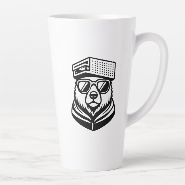 Tasse Latte Ours mignon drôle avec un chapeau de râpe à fromag (Droite)