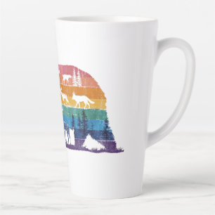 Tasse Latte Ours Vintage Faune – Silhouette de Forêt Rétro