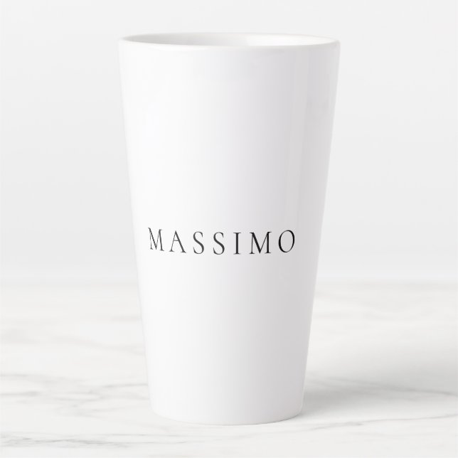 Tasse Latte Own Name Decorative Chic Plain Simple Black White (Devant)
