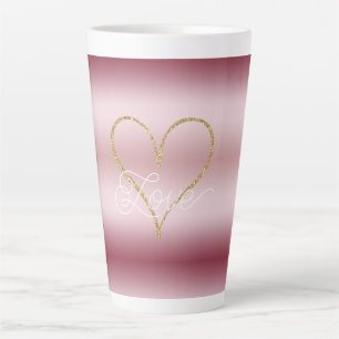 Tasse Latte Paillettes roses or amour pour toujours
