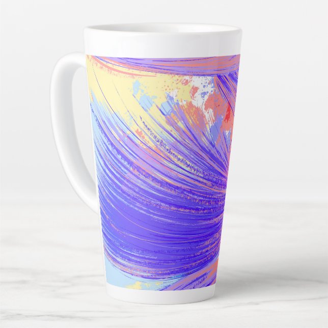 Tasse Latte Paint Splatter & Feathers (Angle gauche)