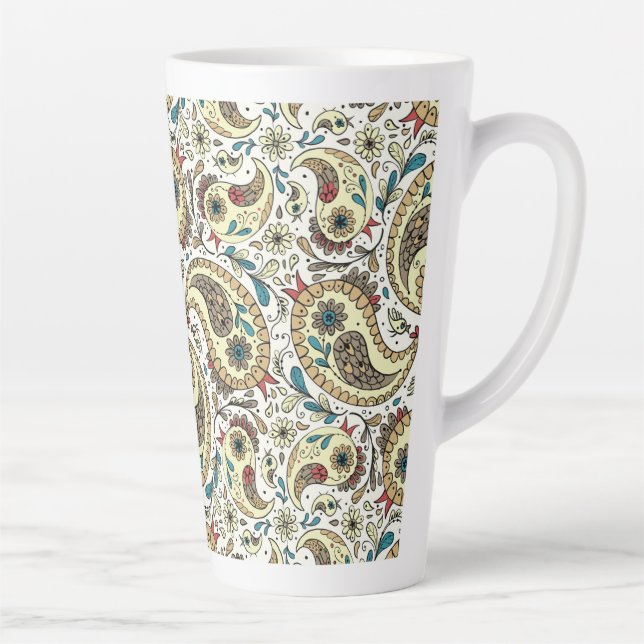 Tasse Latte Paisers en jaune/brun et blanc (Droite)