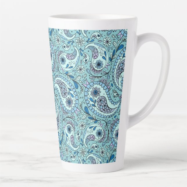 Tasse Latte Paisley en bleu bébé (Droite)