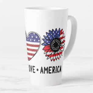 Tasse Latte Paix, Amour, Amérique