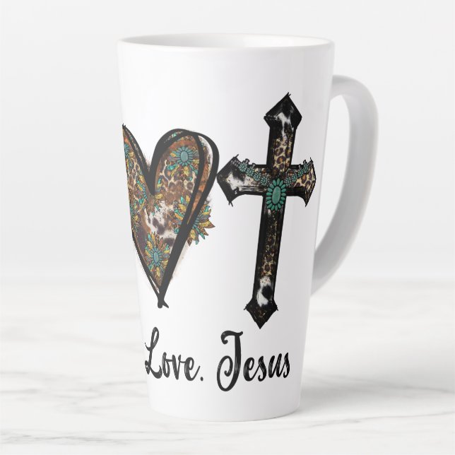 Tasse Latte Paix amour Jésus (Angle droit)
