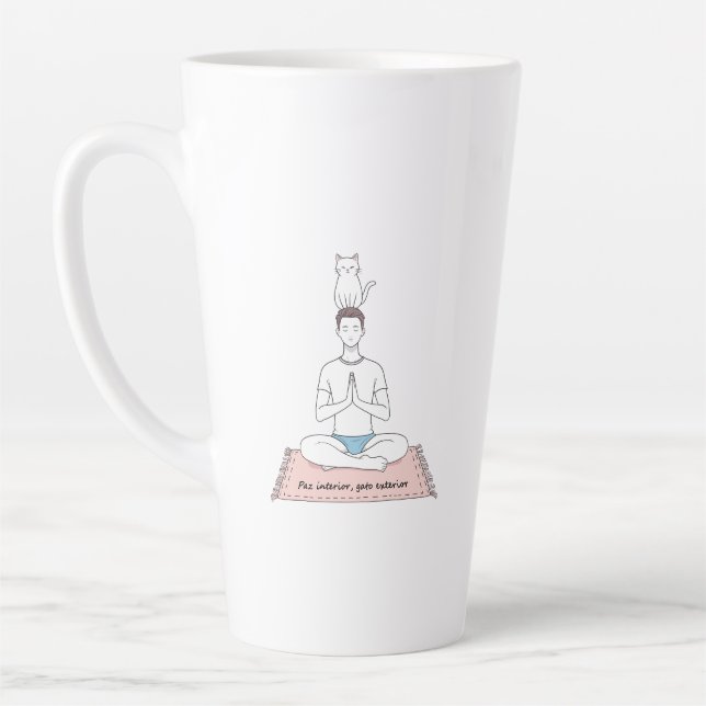 Tasse Latte Paix Intérieure, Chat Extérieur (Gauche)