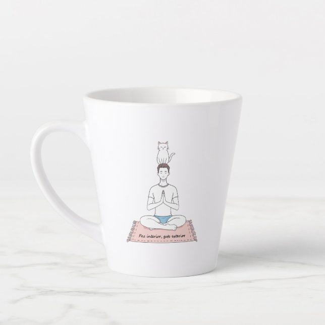 Tasse Latte Paix Intérieure, Chat Extérieur (Gauche)