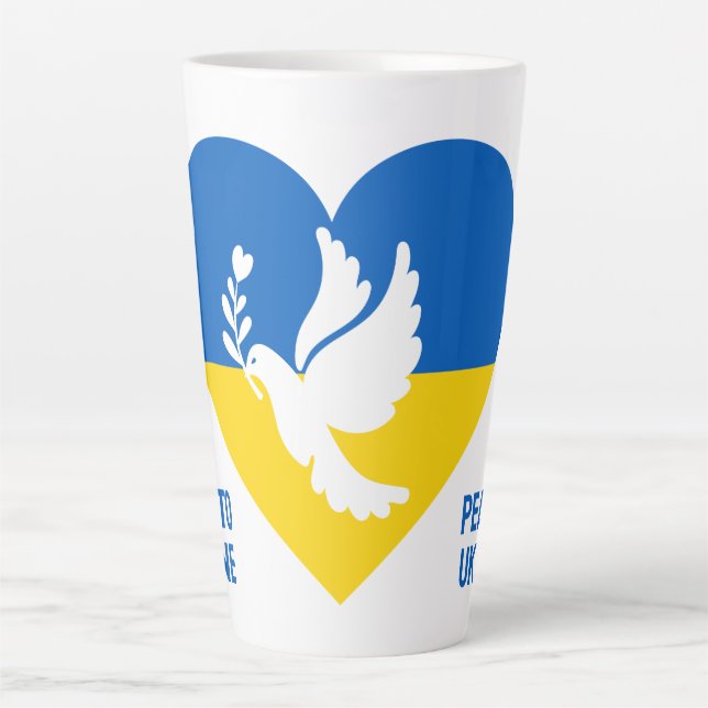 Tasse Latte Paix textuelle à l'Ukraine (Devant)