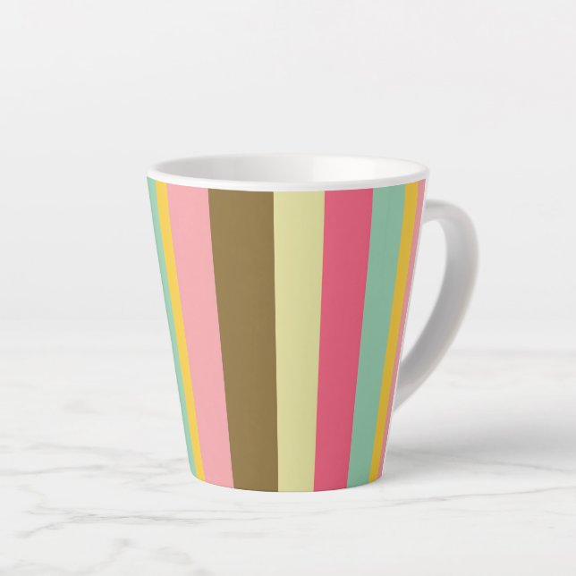 Tasse Latte Palette de couleurs rayées d'été (Angle droit)
