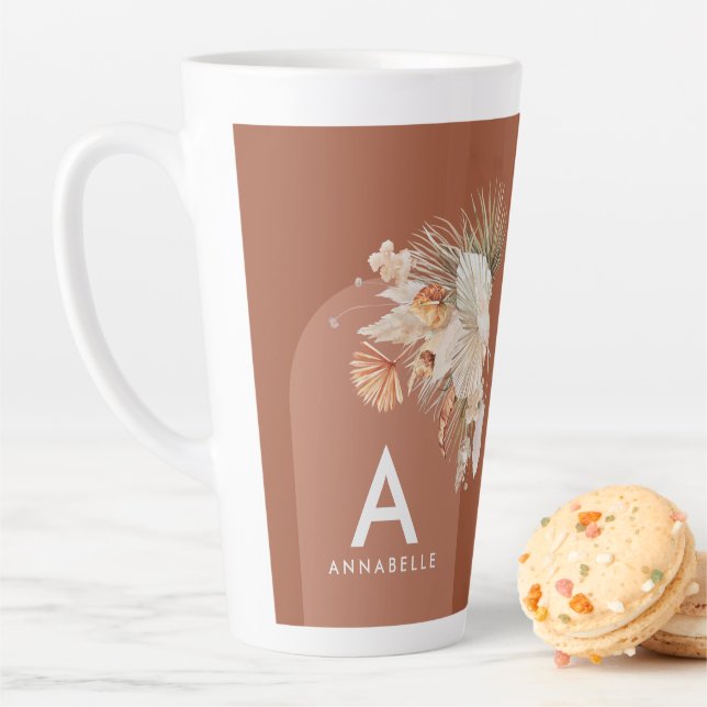 Tasse Latte Palmiers de palme botanique moderne terre cuite pa (En situation)