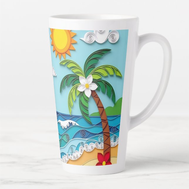Tasse Latte Palmiers sur la Plage  (Droite)