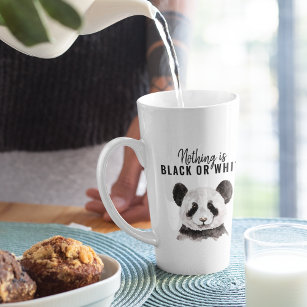 Tasse Latte Panda Funky Moderne Noir Et Blanc Avec Citation