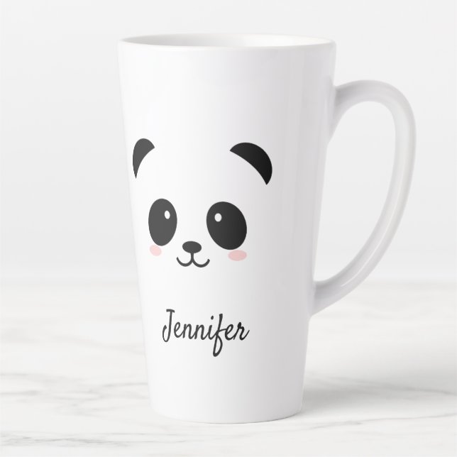 Tasse Latte Panda Kawaii mignon noir blanc personnalisé (Droite)