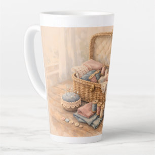 Tasse Latte Panier à couture vintage Cottagecore Pastel
