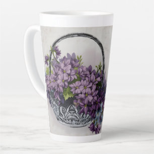 Tasse Latte Panier de Fleurs Vintage – Épanouissement de la Fê