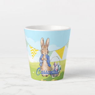 Tasse Latte Panier de Pâques personnalisé du lapin classique