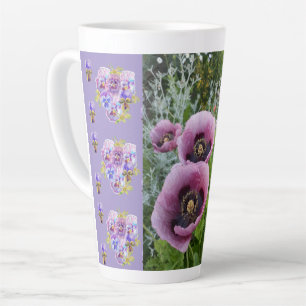 Tasse Latte Pansies de pavot rose Viola Shabby floral Latte Mu