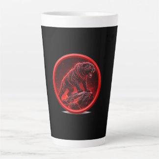Tasse Latte Panthère noire volcanique perchée sur une roche lu