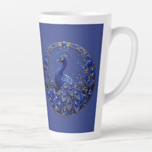 Tasse Latte Paon bleu royal Glamour de cristal