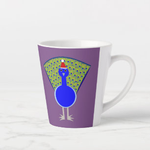 Tasse Latte Paon de Noël amusant