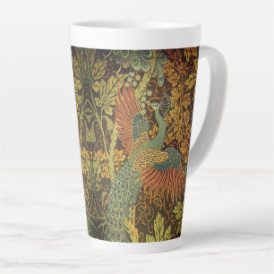 Tasse Latte Paon et feuille de chêne floral jacquard victorien