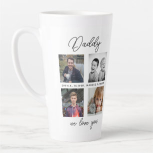 Tasse Latte Papa avec enfants Famille Papa 4 Collage de photos