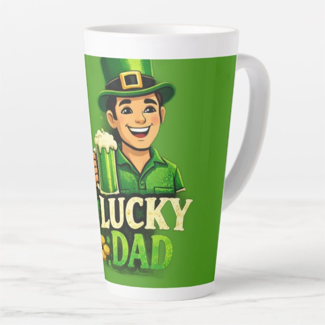 Tasse Latte Papa chanceux – Conception de trèfle de la Saint-P (Angle droit)